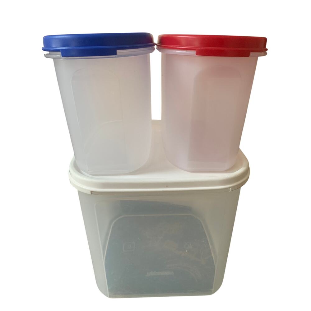 Set of 3 Tupperware Modular Mates Red White and Blue Lids